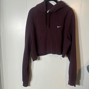 Nike Maroon Cropped Hoodie